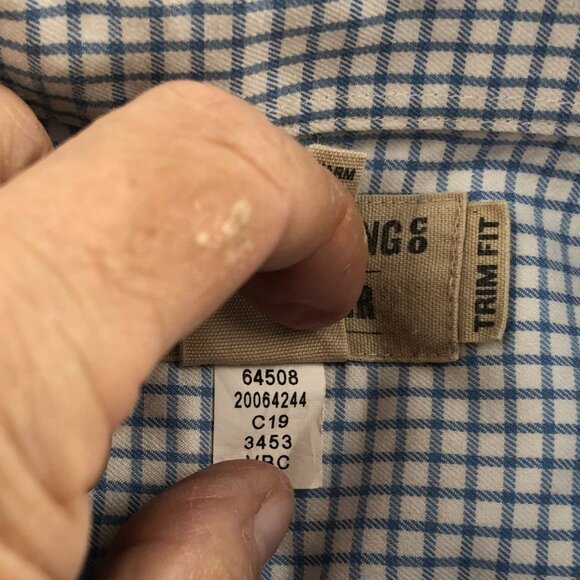 Duluth Trading Co. Men Shirt XLT Blue Check Wrinkle Fighter Trim Fit Button-Down - Picture 9 of 11